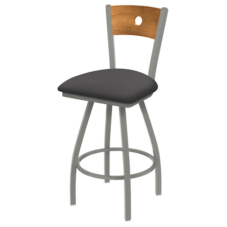25 Swivel Counter Stool,Nickel Finish,Med Back,Canter Storm Seat